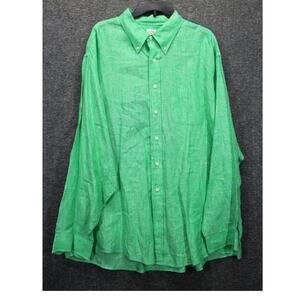Brooks Brothers Mens 2XL 346 The Original Polo Linen Shirt Green